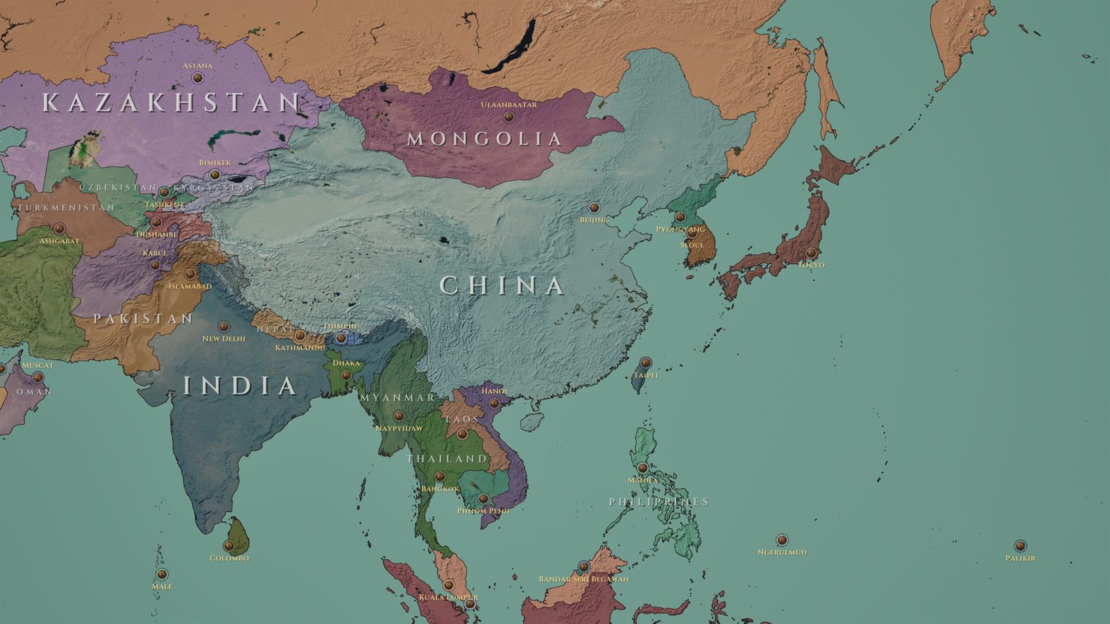 Epochfall map of East and South Asia
